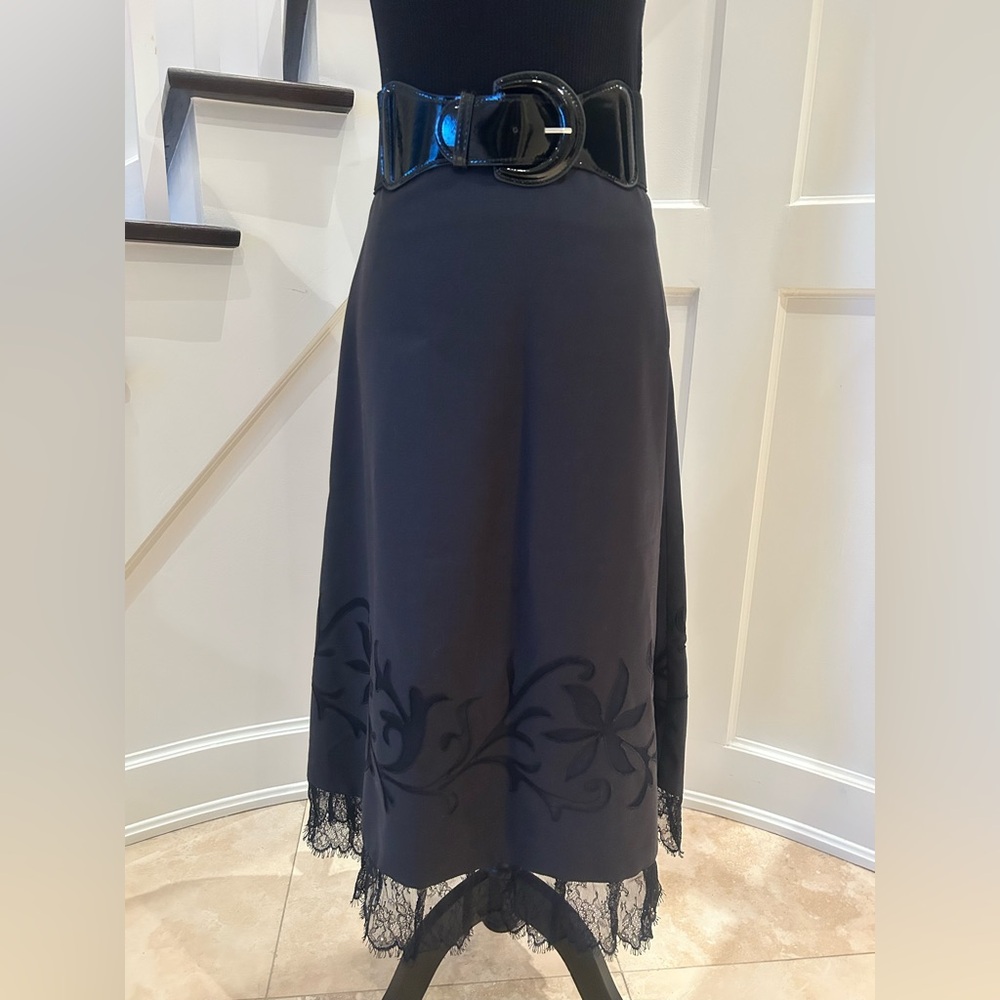 Full Black Skirt with Lace Trim